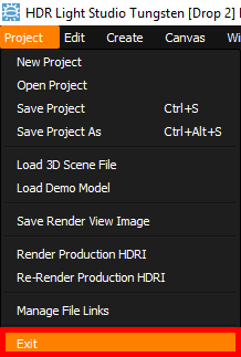 Figure 24: Stopping the HDR Light Studio connection