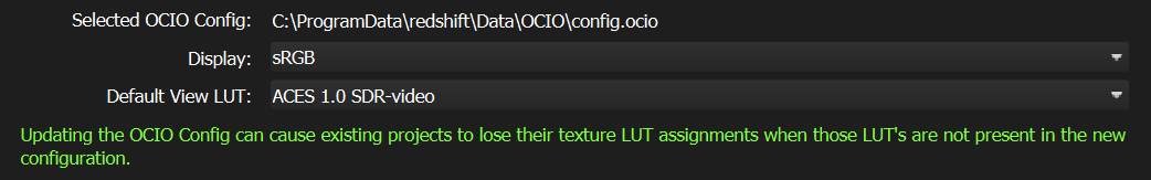 ocio_selection display settings