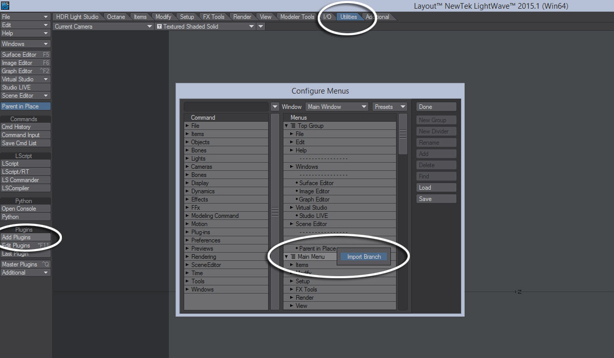 Adding the HDR Light Studio menu item 