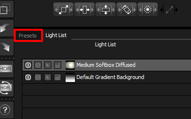 Figure 13: Opening the presets tab to see a list of presets