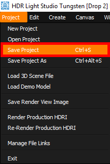 Figure 23: Saving HDR Light Studio project