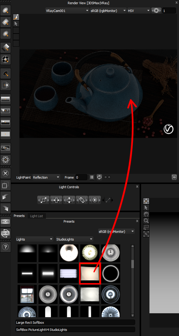 Figure 14: Placing a preset light onto the model