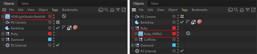 Left: Created with no selection Right: Created with Ruby group selected Left: Created with no selection Right: Created with Ruby group selected