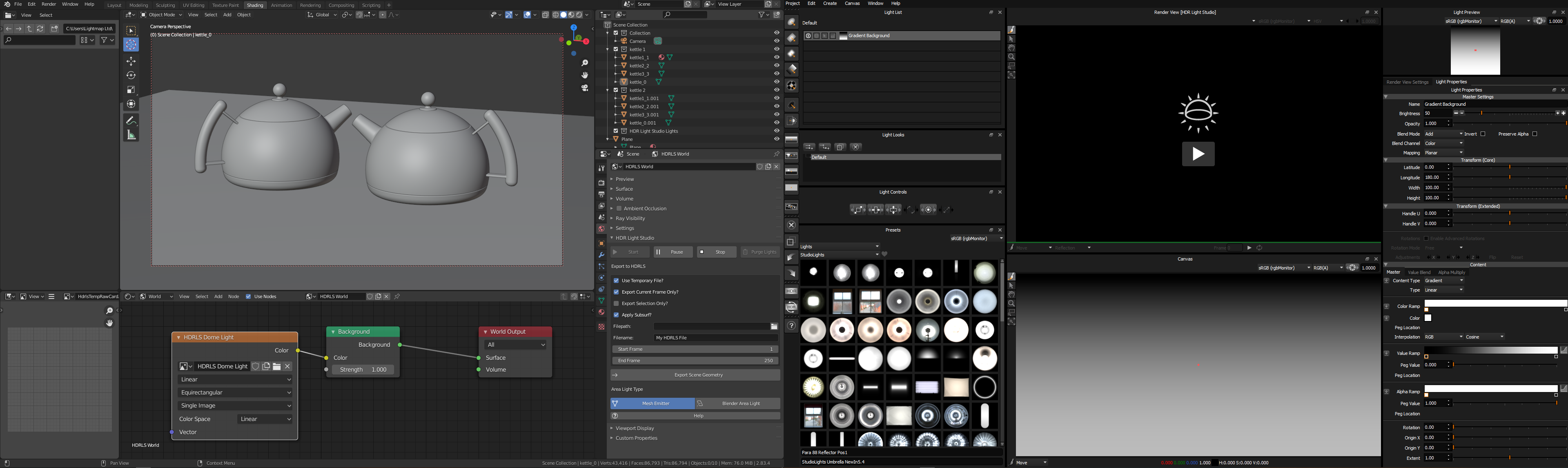 Figure 6: Blender (left) and HDR Light Studio (right) running on 2 displays