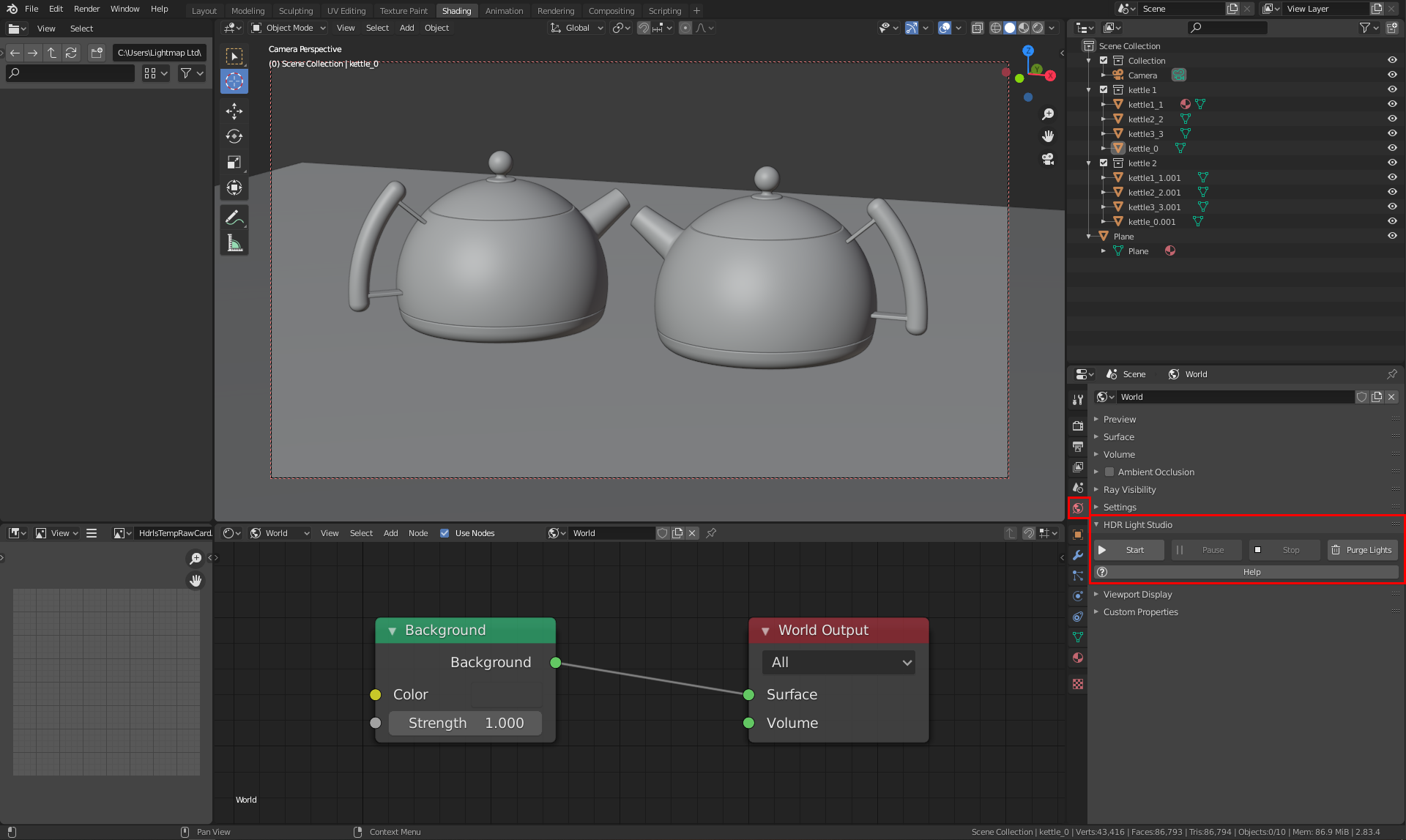 Figure 2: HDR Light Studio connection add-on panel