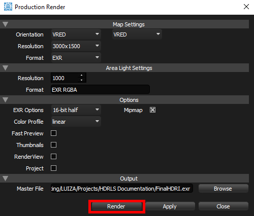 Figure 27: Rendering the final HDRI map file.