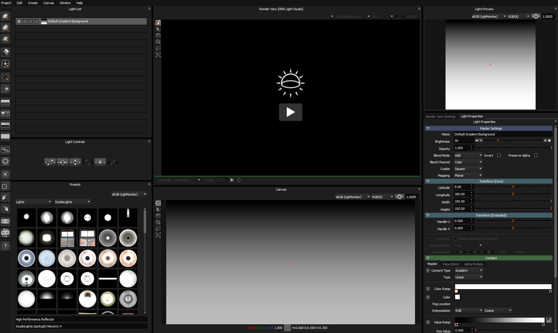 Figure 8: HDR Light Studio Standalone interface layout