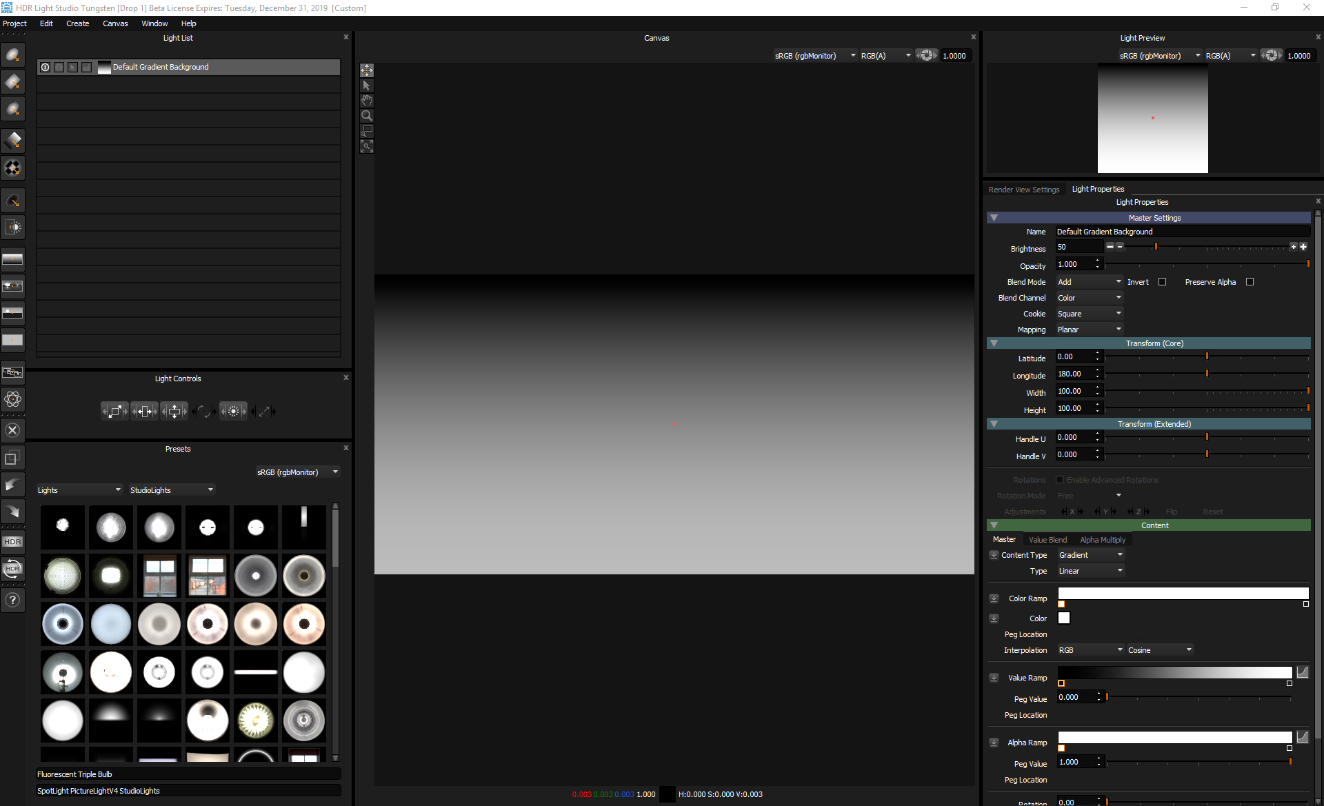 Figure 11: HDR Light Studio on startup