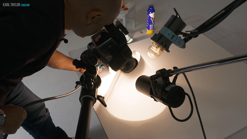 karl taylor shooting a ring lit through tracing paper