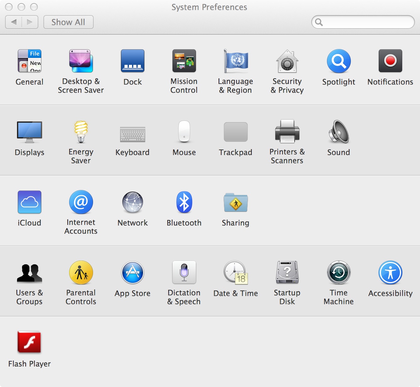 System Preferences Dialog