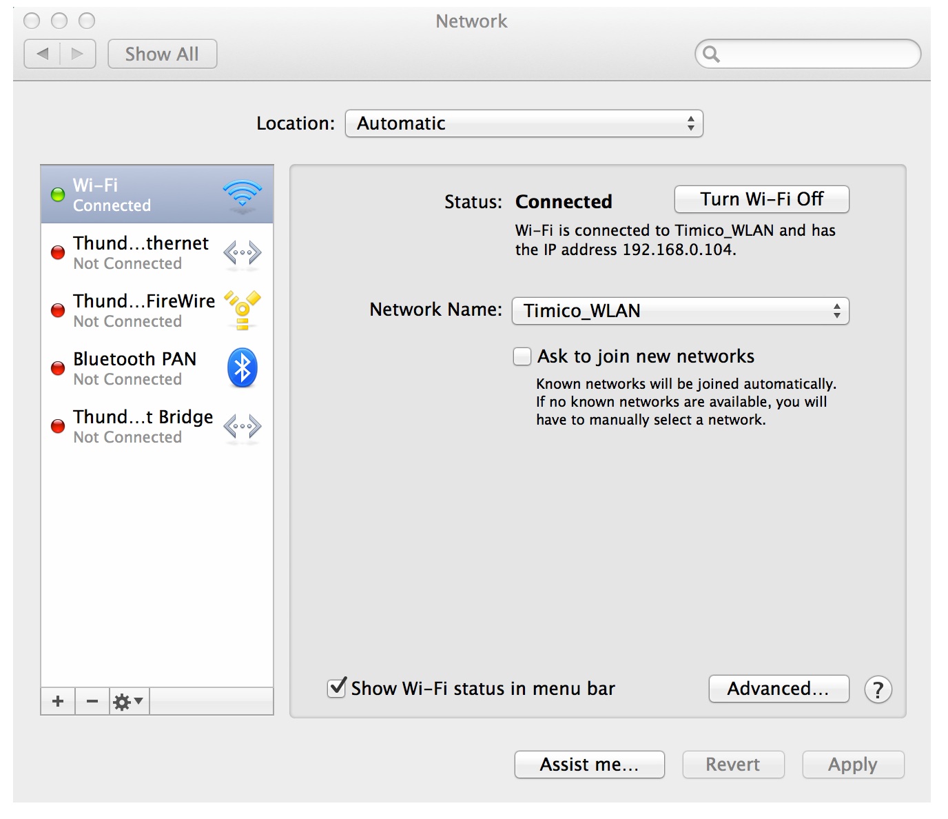 Network Dialog 