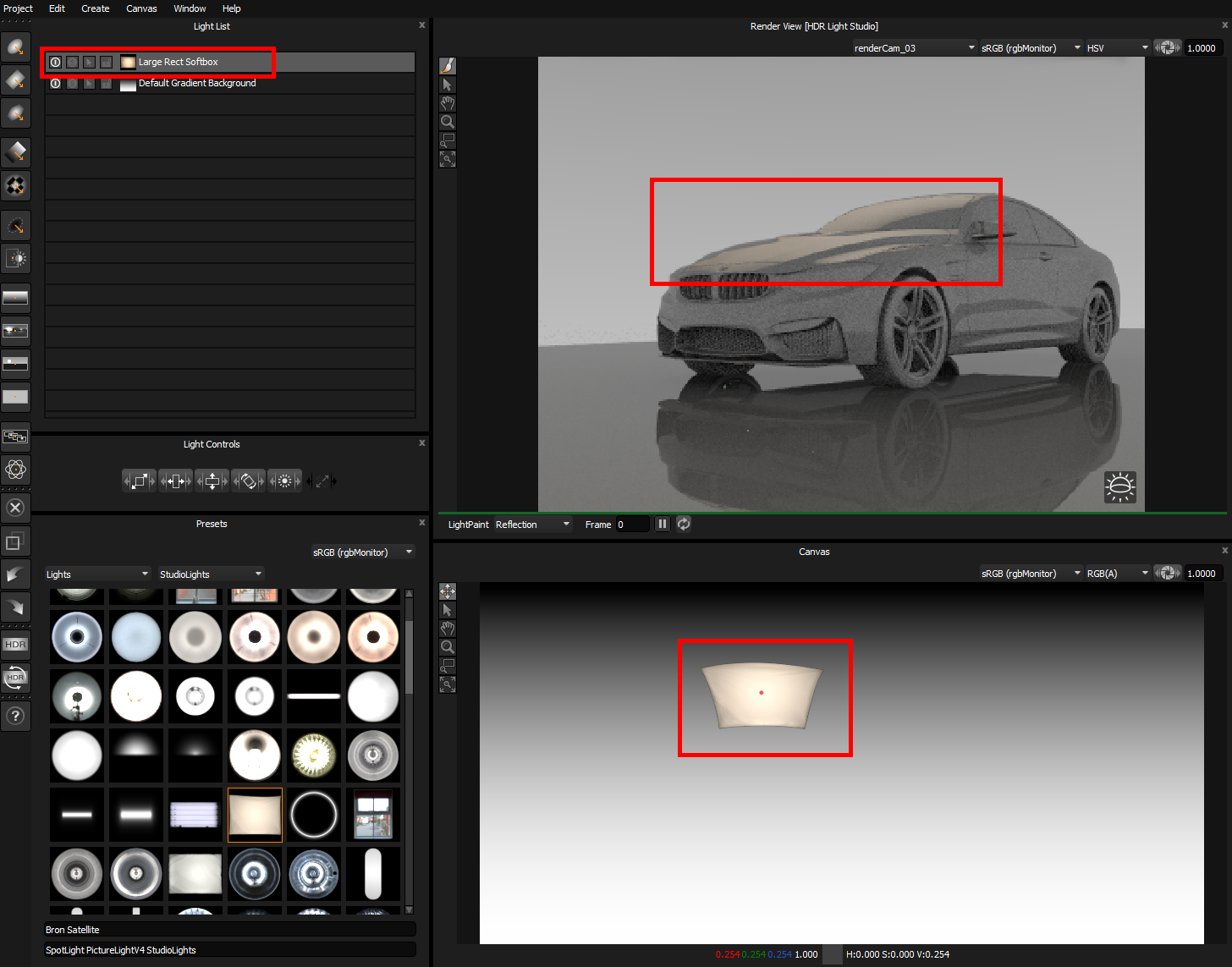 Figure 17: HDR Light Sutido interface after creating a light