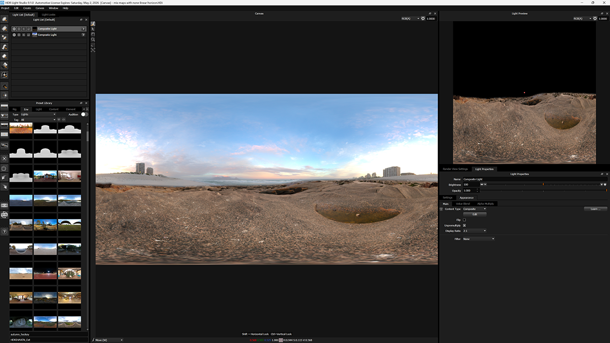 Create masks with non-linear horizon line to mix low and upper parts of HDRI maps together.