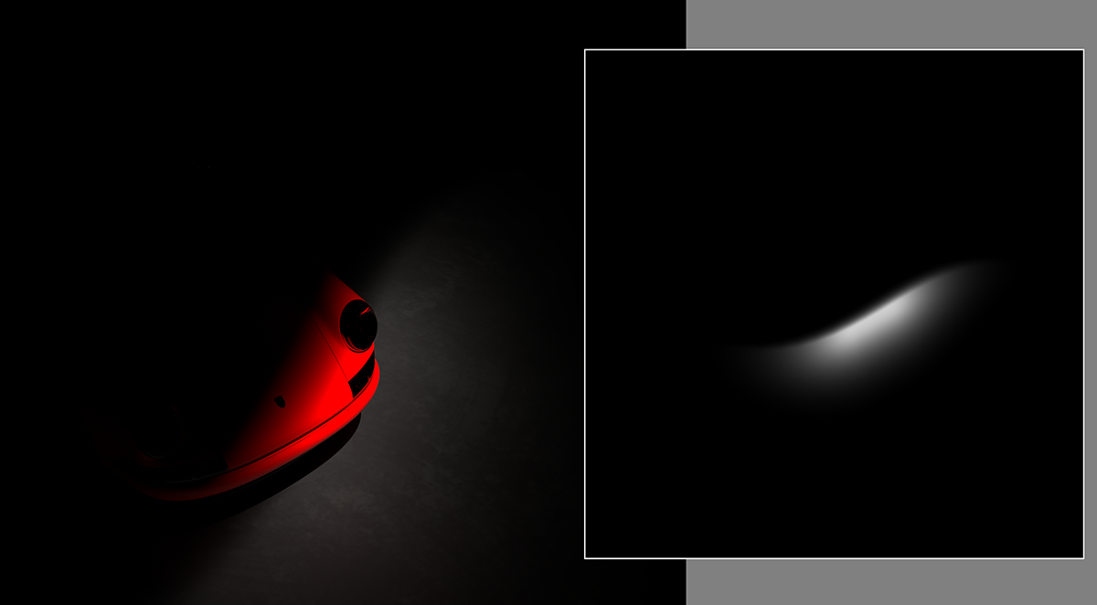 This shows the projection of the Lumi-Curve onto the front of the car - total control over the illumination.