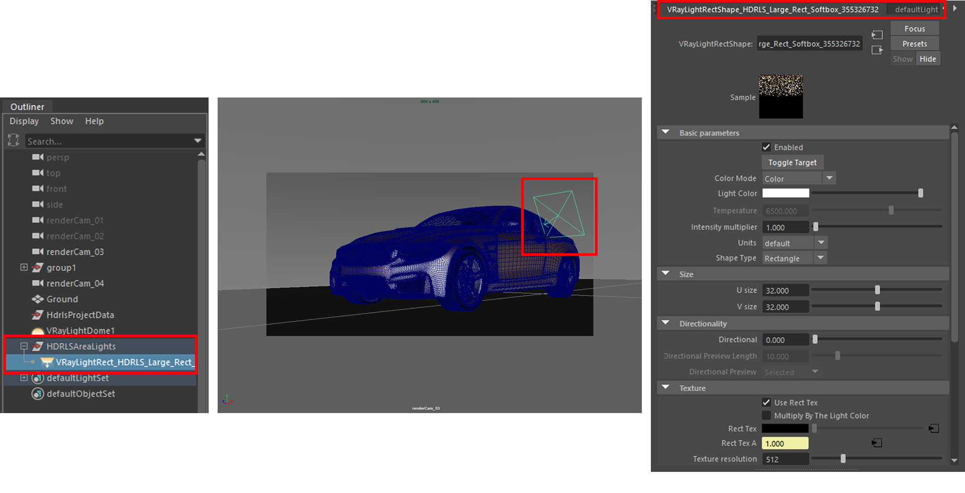 Figure 23: Maya interface after creating an area light