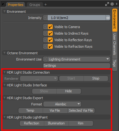 MODO Environment Properties Panel 