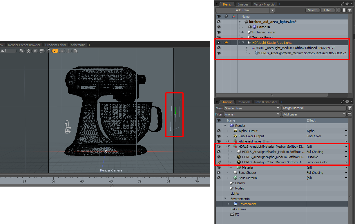 Figure 24: MODO interface after creating an area light