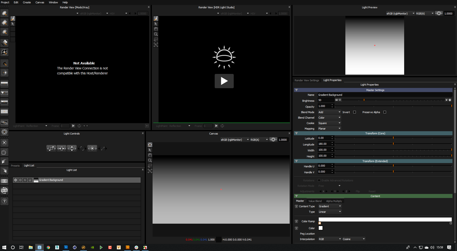 Figure 7: HDR Light Studio on startup with MODO and V-Ray