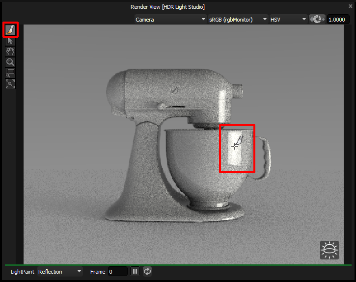 Figure 16: Using LightPaint to paint light on the model