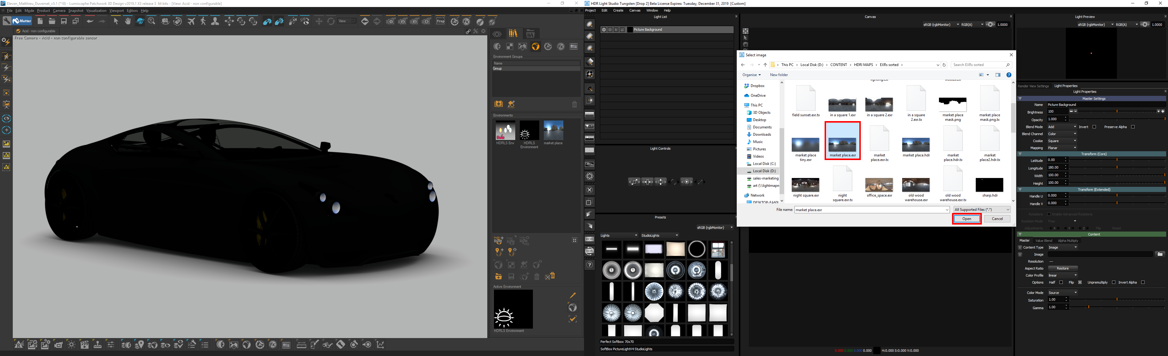 Figure 6: Choosing the HDRI map to load