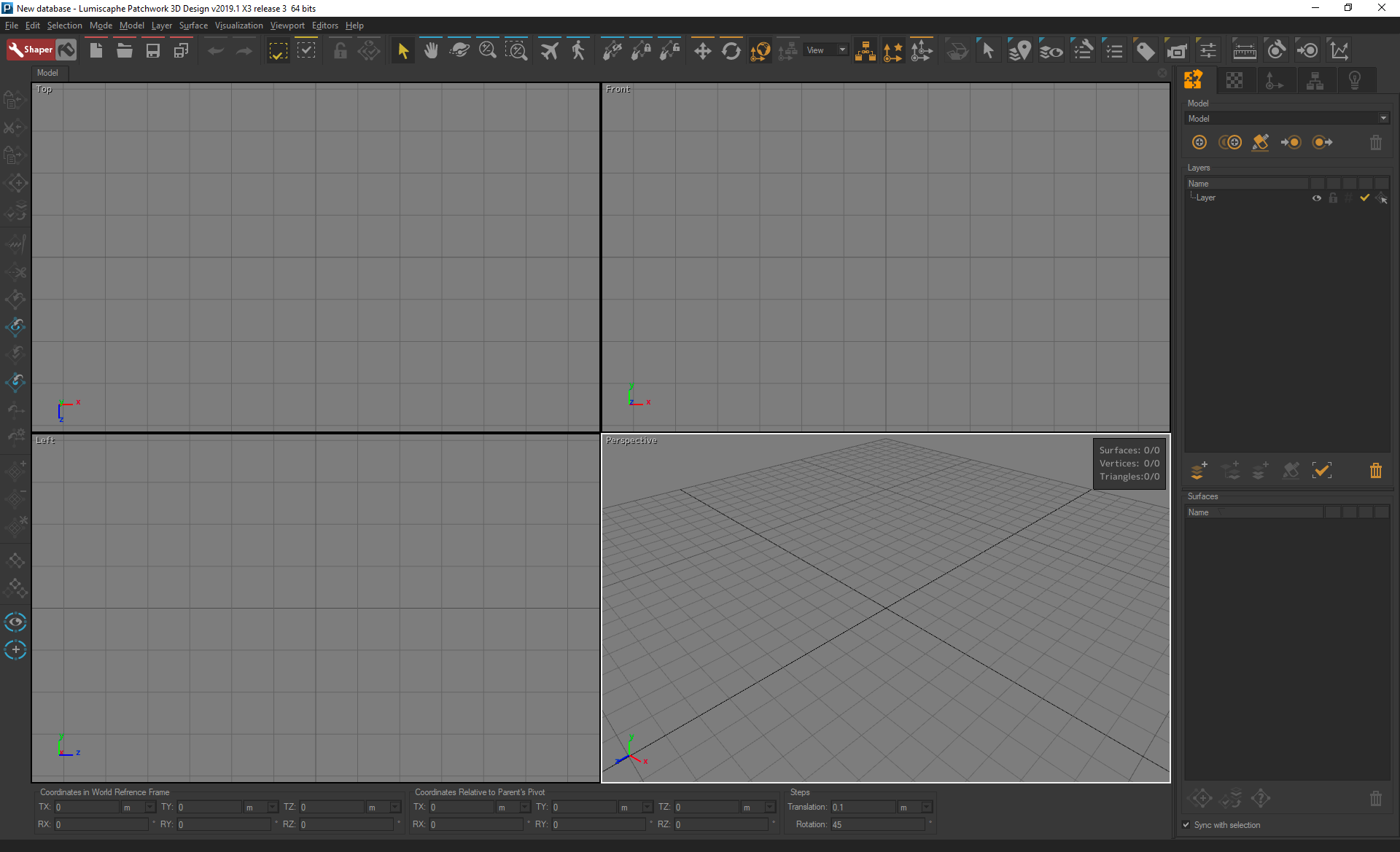 Figure 1: Patchwork3D on startup