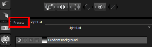 Figure 12: Opening the presets tab to see a list of presets