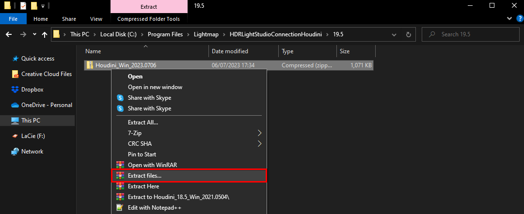 Figure 3: Extracting the downloaded file