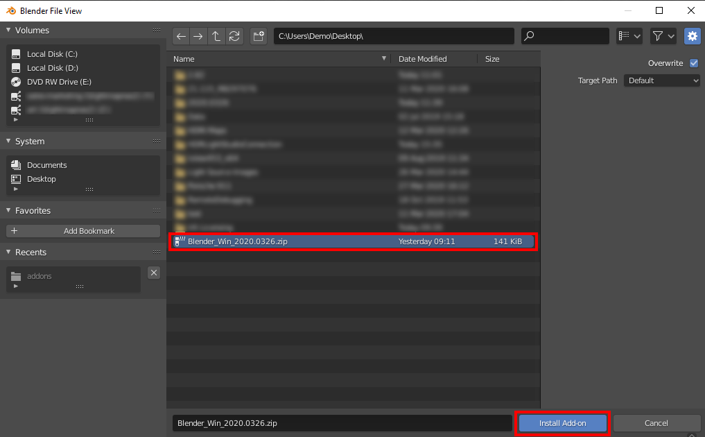 Figure 4: Installing HDR Light Studio add-on for Blender