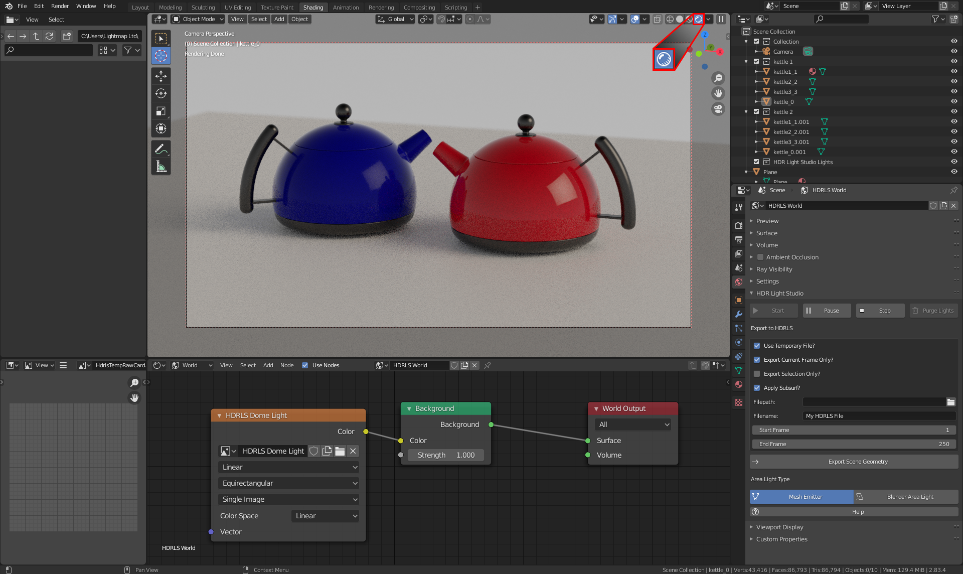 Figure 14: Starting Blender's Render Preview using Cycles