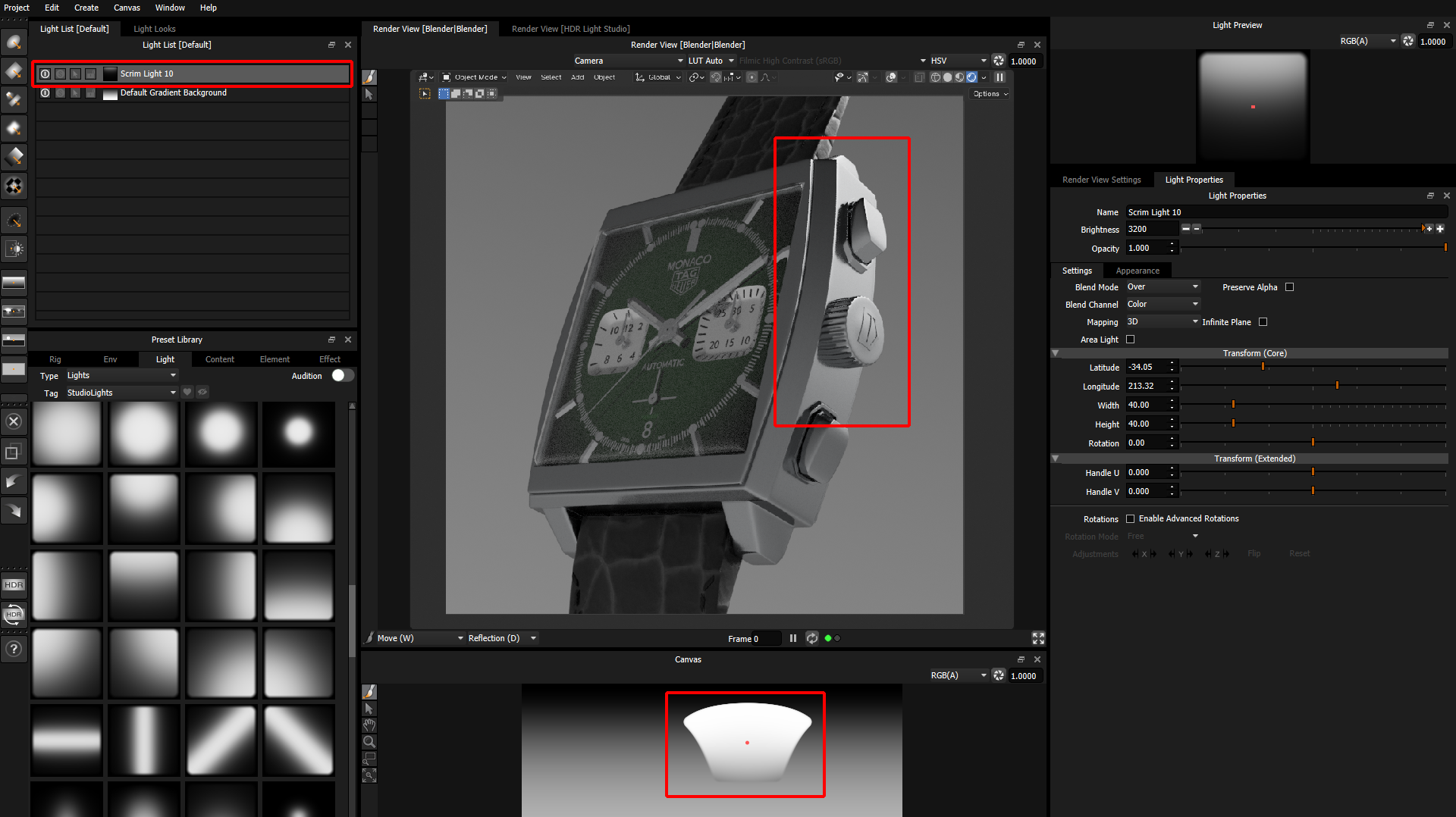 Figure 10: HDR Light Studio interface after creating a light