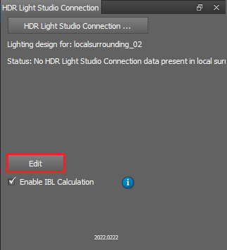 Edit button in HDR Light Studio Connection panel