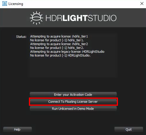 Choosing to license HDR Light Studio using a floating license