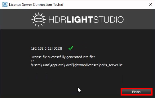 Figure 29: HDR Light Studio connected to the RLM server