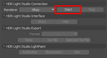 Figure 5: Starting HDR Light Studio connection