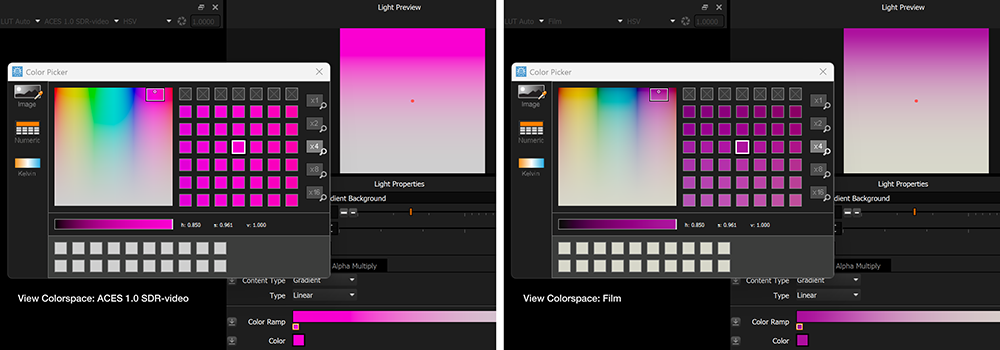 UI showing 2 different view colorspaces UI showing 2 different view colorspaces