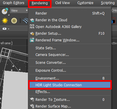 Figure 2: Opening 3ds Max connection panel