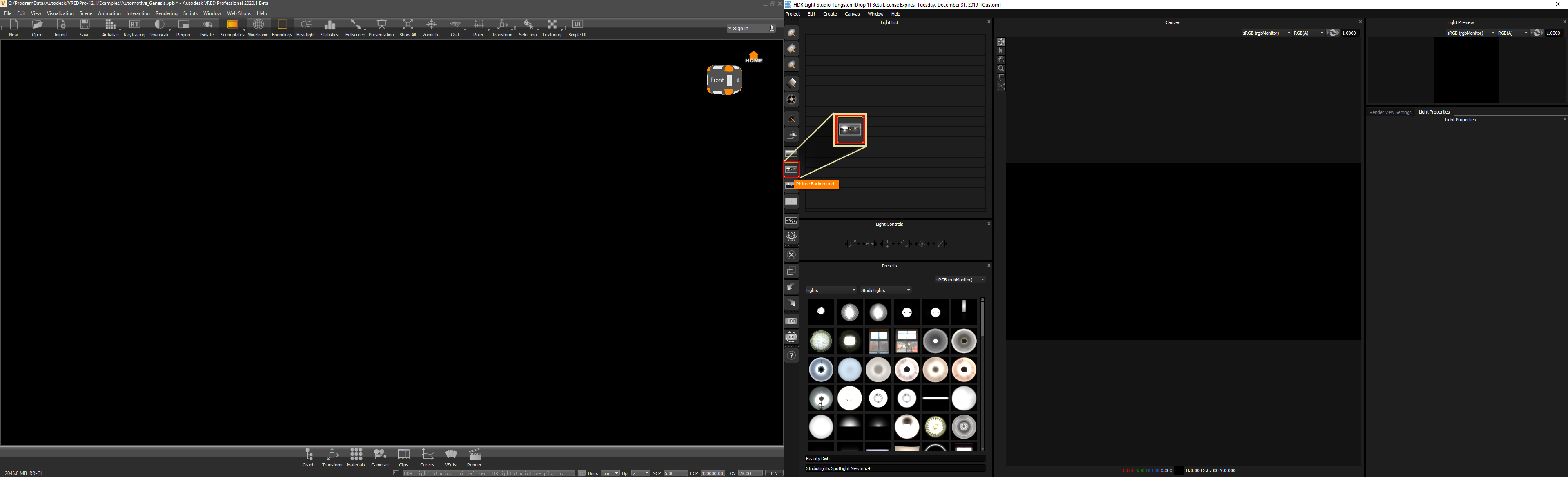 Figure 3: Picture Background button in the left toolbar of HDR Light Studio