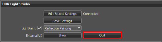 Figure 29: Quitting HDR Light Studio connection