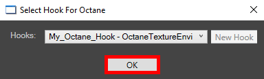 Figure 6: Selecting an existing hook before HDR Light Studio connection starts