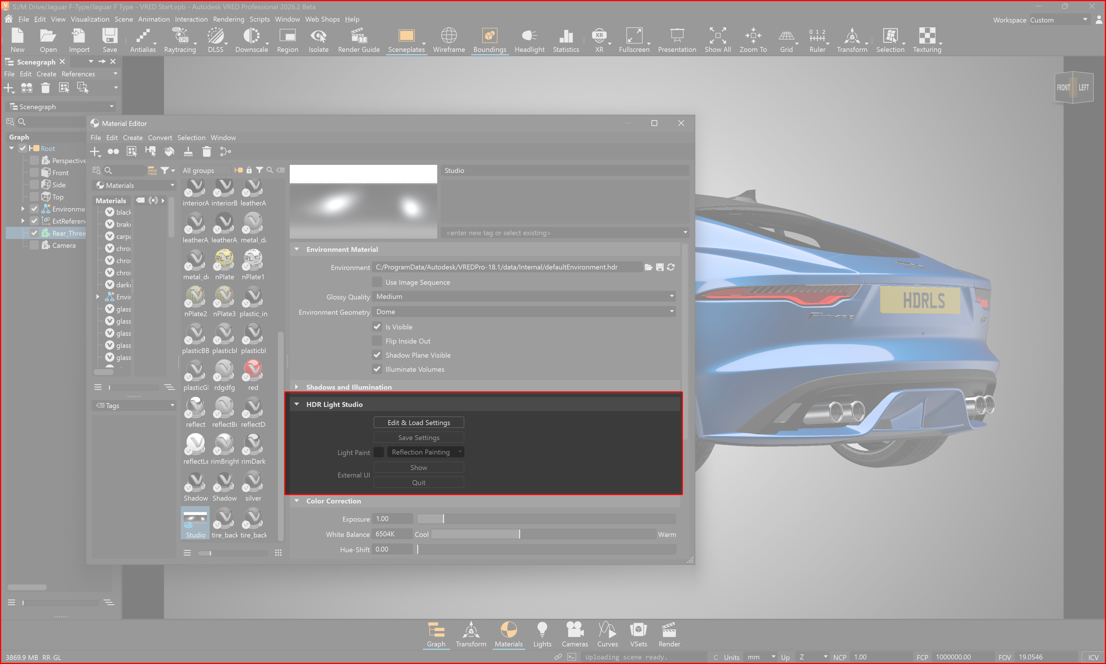 HDR Light Studio Controls in VRED HDR Light Studio Controls in VRED