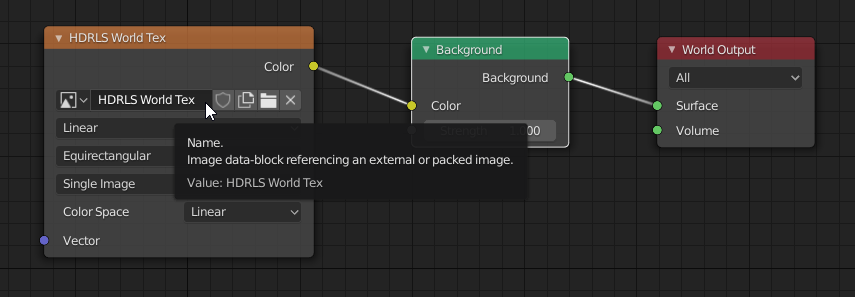 Figure 1: Shader set-up on HDRLS World